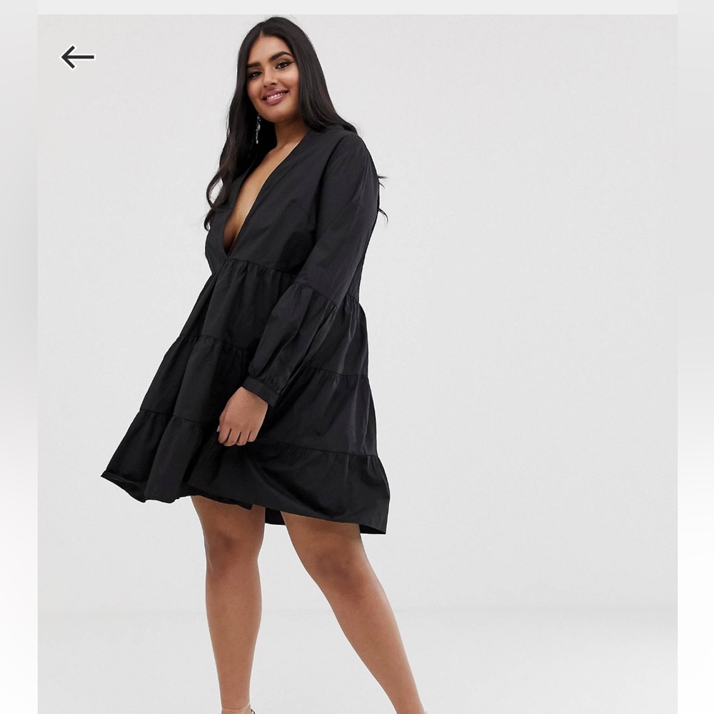 ASOS Curve Black Tiered Dress 18